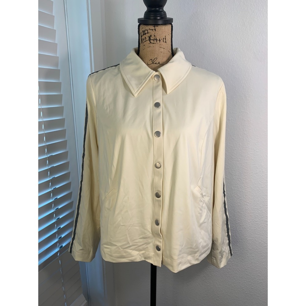 (E-122)Nicole by Nicole Miller Womens Ivory Snap Front Jacket Size M - Picture 2 of 11